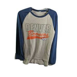 NFL Team Apparel Shirt Top Womens Size L Large Denver Broncos Raglan Heathered
